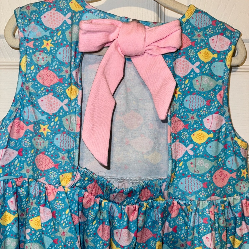 Vibrant Fish Pattern Kids Dress - Picture 6 of 6